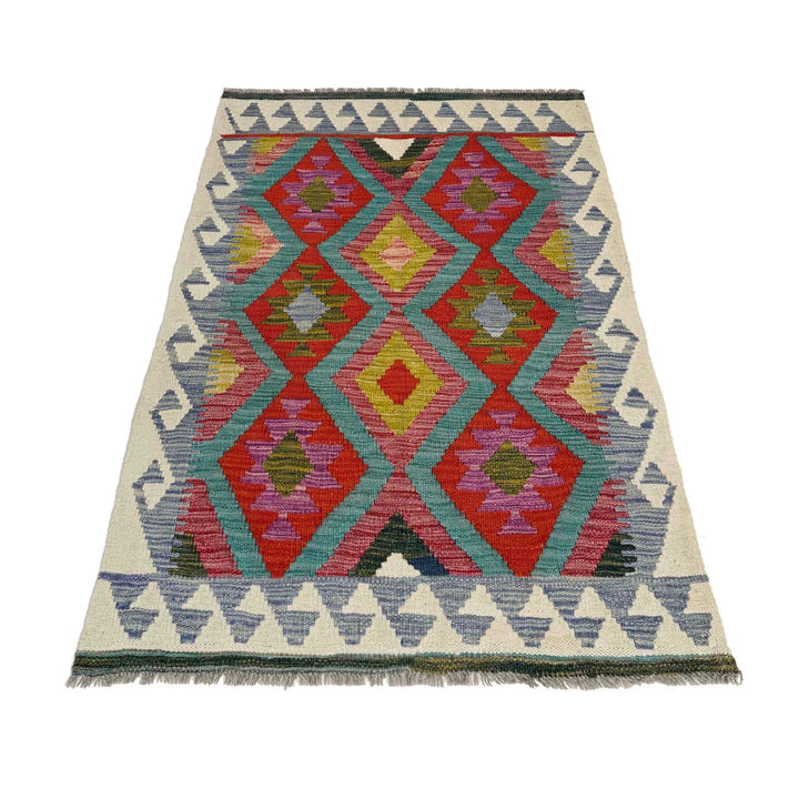 Afghan Vegetable Kilim Rug 3' 1" x 4' 6" Flat-Weave | No. AL441999