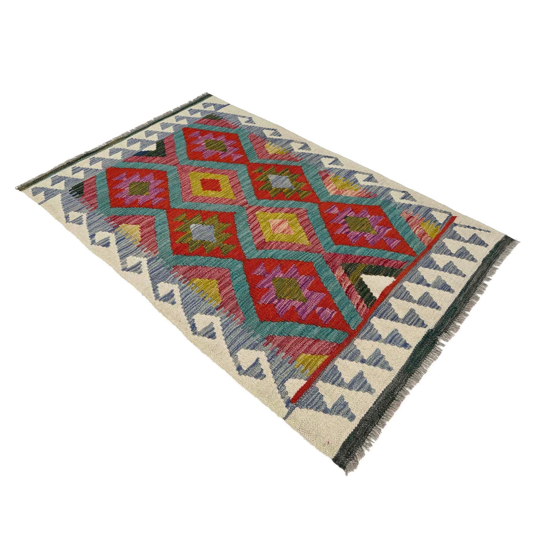 Afghan Vegetable Kilim Rug 3' 1" x 4' 6" Flat-Weave | No. AL441999