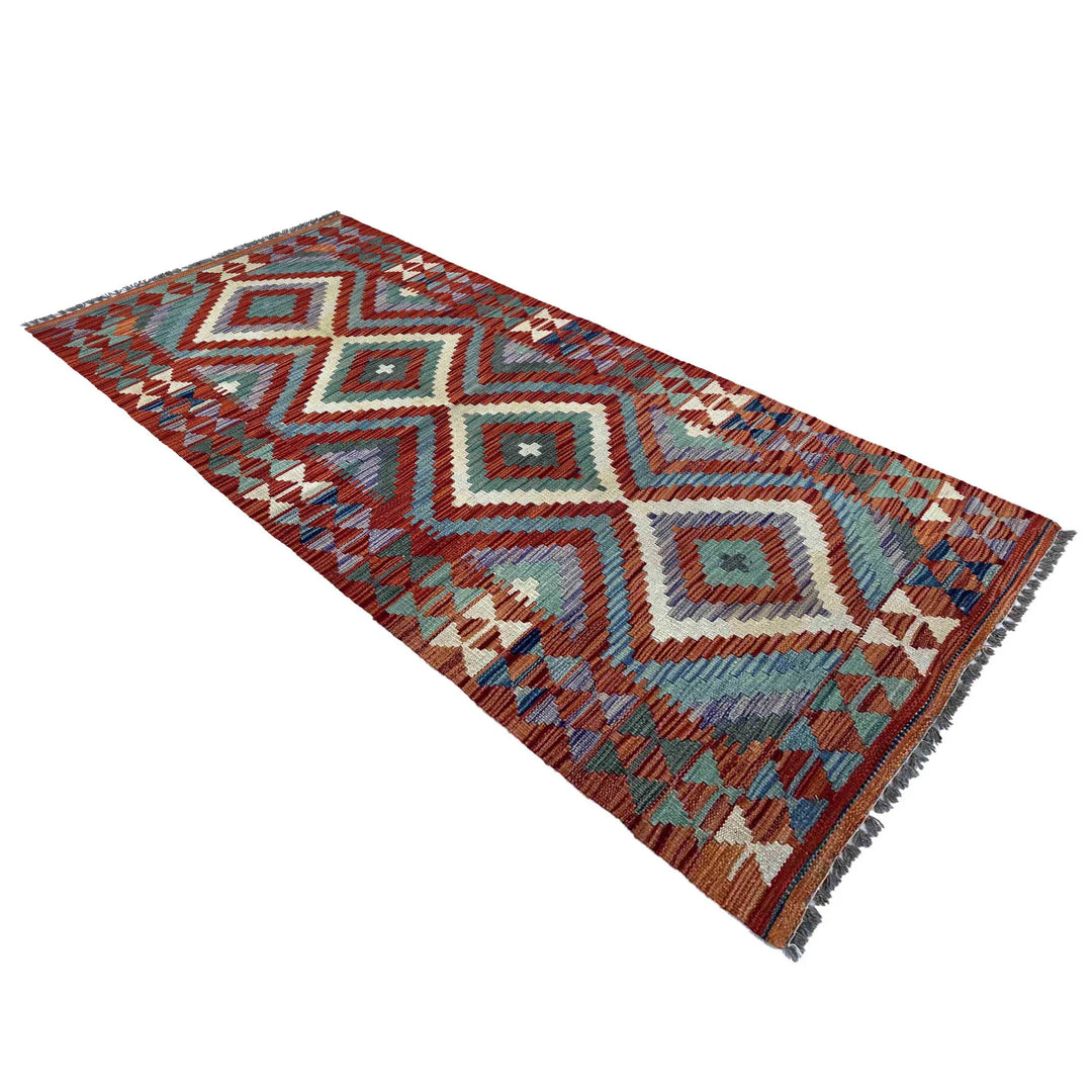 Afghan Vegetable Kilim Rug 2' 7" x 6' 4" Flat-Weave | No. AL44200