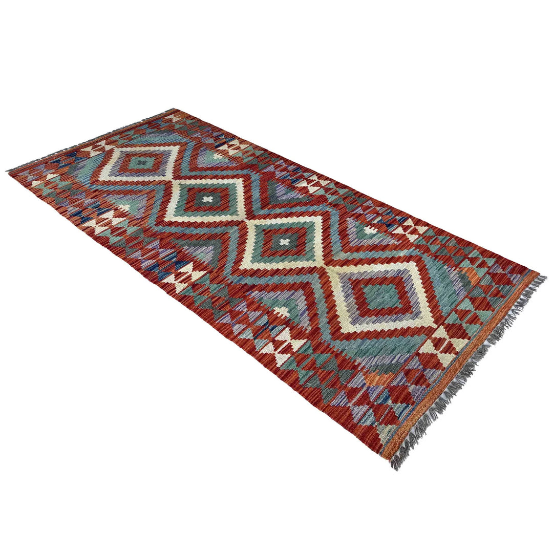 Afghan Vegetable Kilim Rug 2' 7" x 6' 4" Flat-Weave | No. AL44200