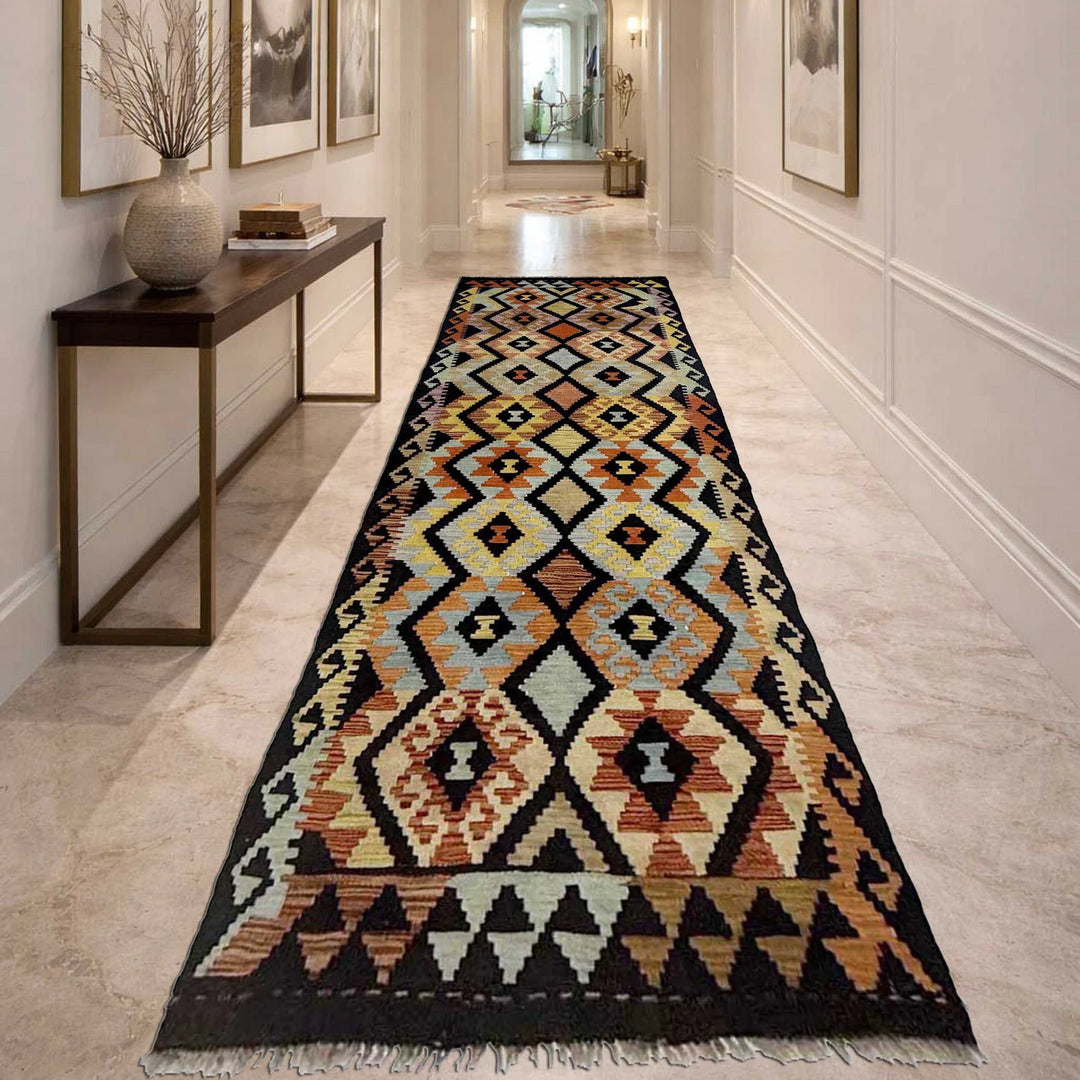 Afghan Kilim Rug 2' 9" x 9' 7" Flat-Weave | No. AL44276