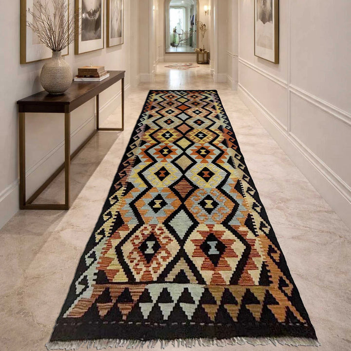 Afghan Kilim Rug 2' 9" x 9' 7" Flat-Weave | No. AL44276