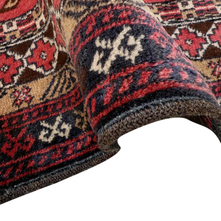 Red Afghan Tribal Rug 2' 11" x 4' 3" Hand-Knotted | No. AL44290
