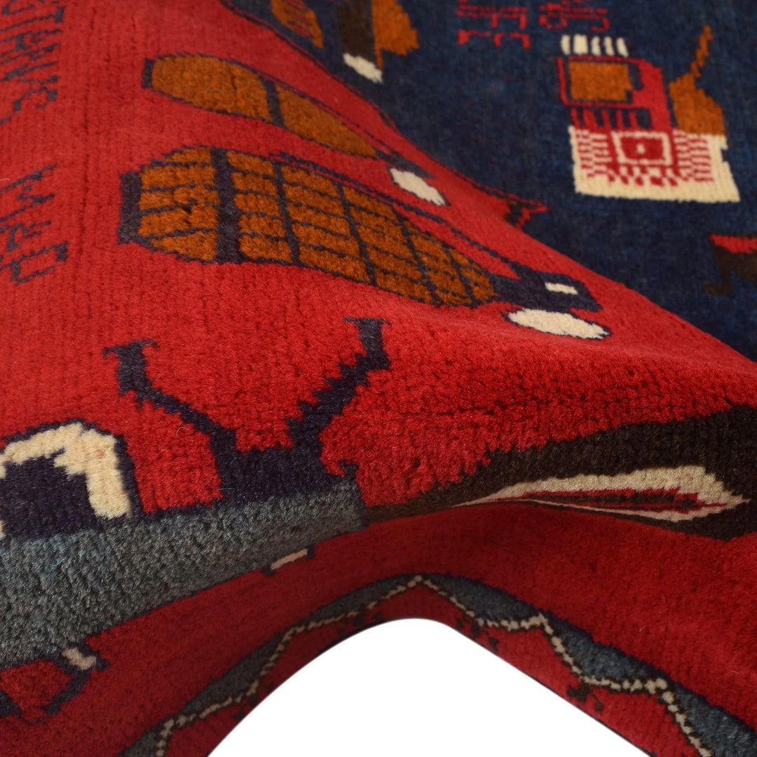 Red Afghan War Rug 2' 8" x 4' 1" Hand-Knotted | No. AL44316