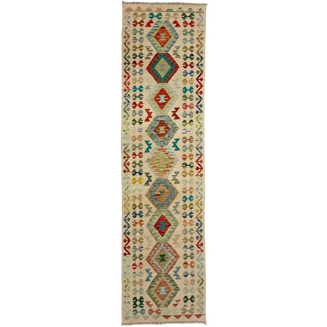 Afghan Vegetable Kilim Rug 2' 7" x 9' 11" Flat-Weave | No. AL443215