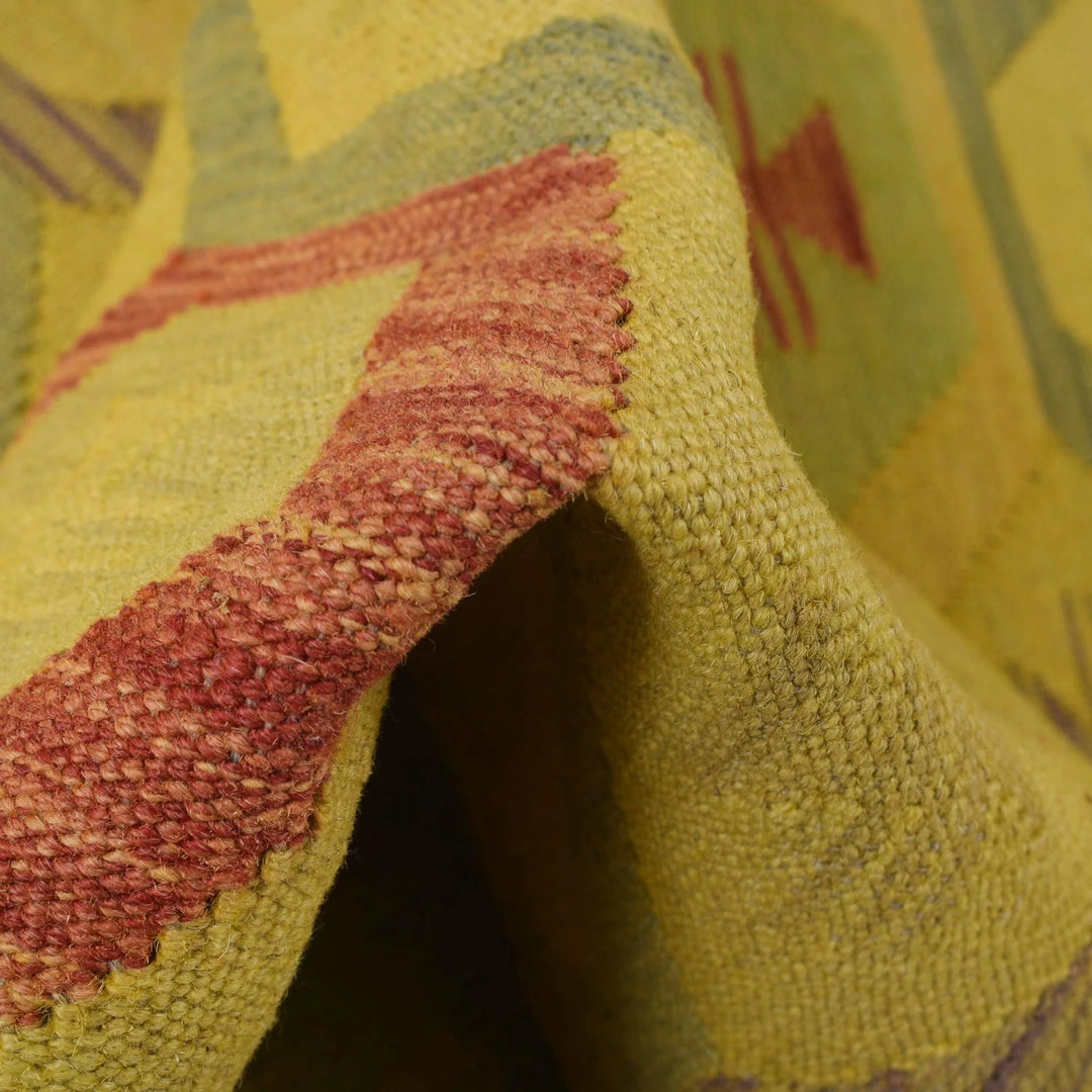 Yellow Afghan Overdyed Chobi Kilim Rug 2' 6" x 4' 1" Flat-Weave | No. AL44326