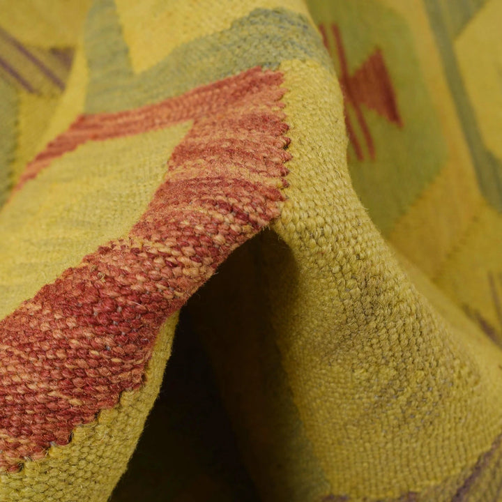 Yellow Afghan Overdyed Chobi Kilim Rug 2' 6" x 4' 1" Flat-Weave | No. AL44326