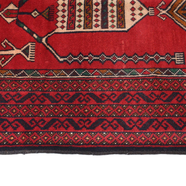 Red Afghan Baluchi Rug 2' 6" x 4' 8" Hand-Knotted | No. AL44433