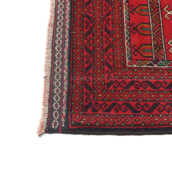 Red Afghan Baluchi Rug 2' 6" x 4' 8" Hand-Knotted | No. AL44433