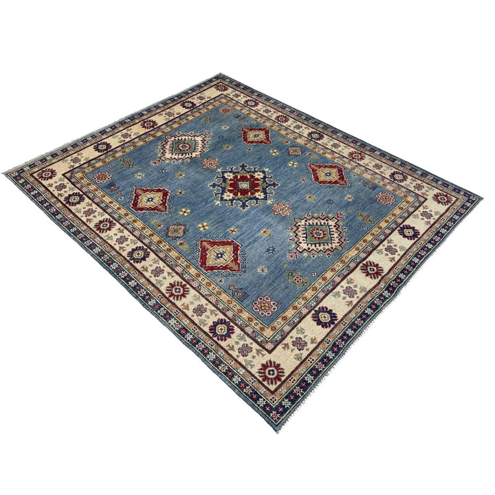 Blue Afghan Kazak Rug 4' 10" x 6' 2" Hand-Knotted | No. AL44465