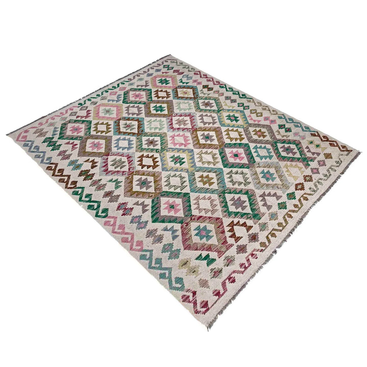 Afghan Vegetable Kilim Rug 5' 11" x 7' 7" Flat-Weave | No. AL444687