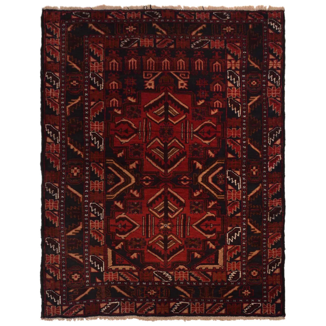 Red Afghan Prayer Rug 3' 1" x 4' 6" Hand-Knotted | No. AL44473