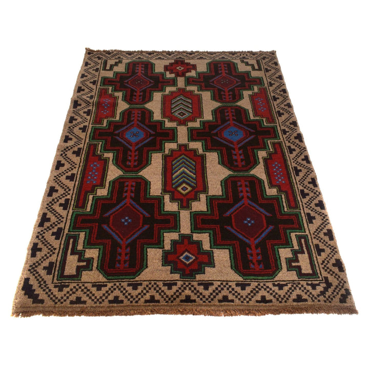 Afghan Balochi Rug 4' 1" x 6' 5" Hand-Knotted | No. AL44537