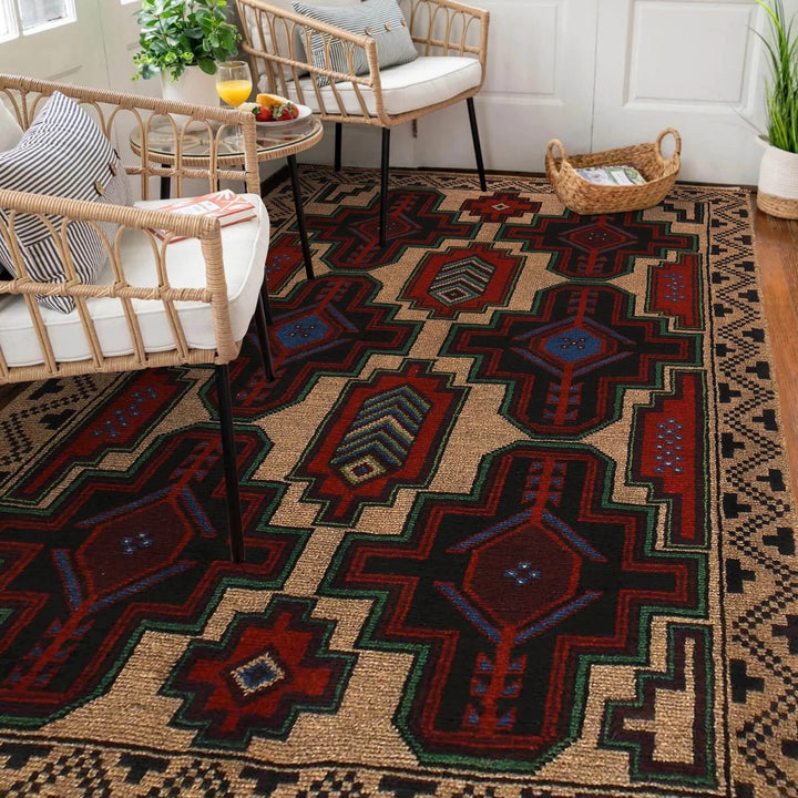 Afghan Balochi Rug 4' 1" x 6' 5" Hand-Knotted | No. AL44537