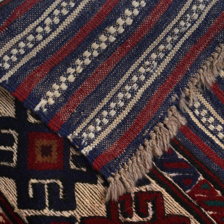 Beige Afghan Barjasta Rug 3'9" x 5'8" Hand-Knotted | No. AL44577