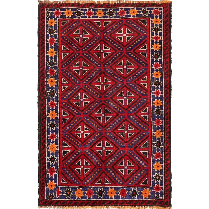 Afghan Baluchi Rug 3' 1" x 4' 7" Hand-Knotted | No. AL44661