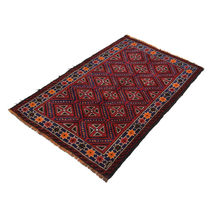 Afghan Baluchi Rug 3' 1" x 4' 7" Hand-Knotted | No. AL44661