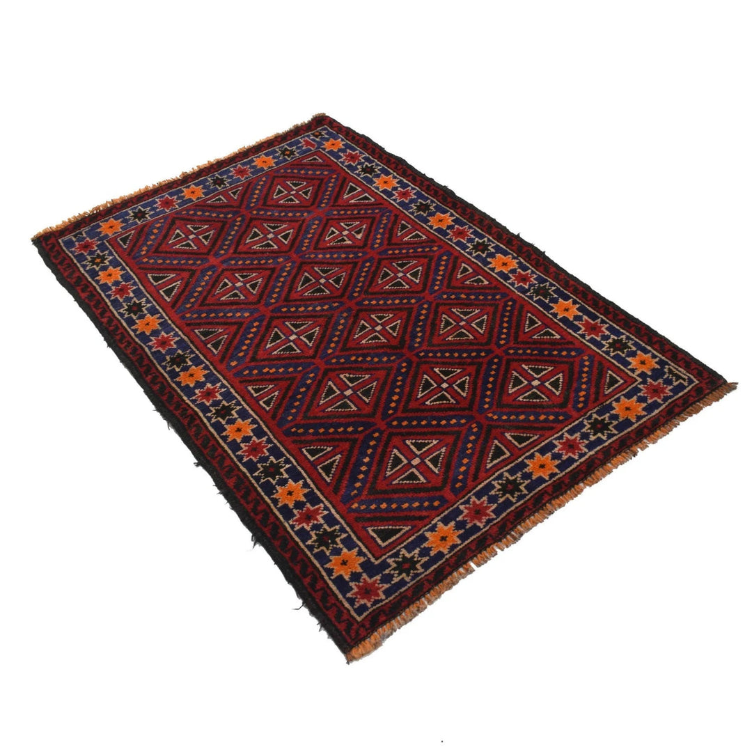 Afghan Baluchi Rug 3' 1" x 4' 7" Hand-Knotted | No. AL44661