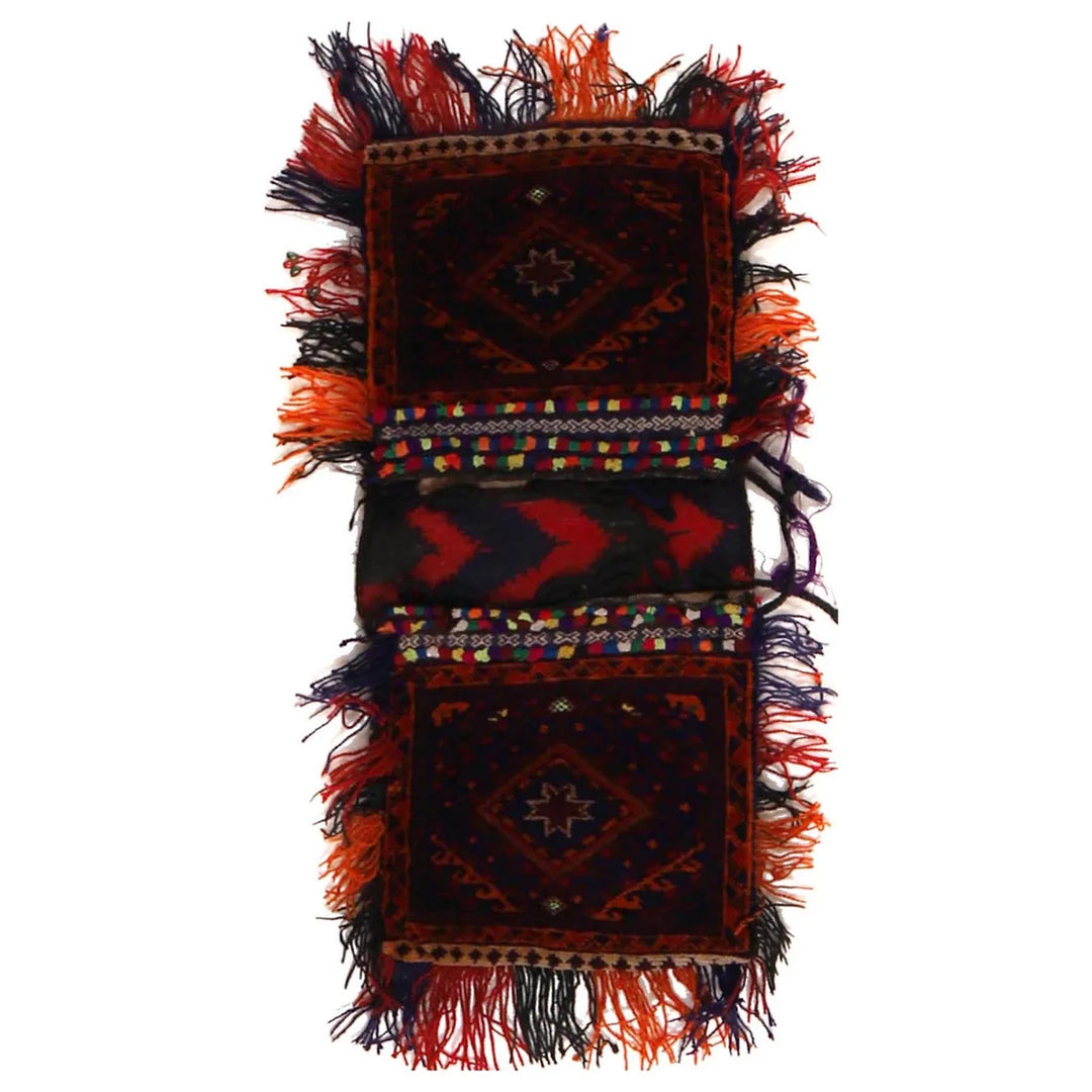 Afghan Tribal Baluch Saddle Bag Area 1' 1" x 2' 7" Hand-Knotted | No. AL44738