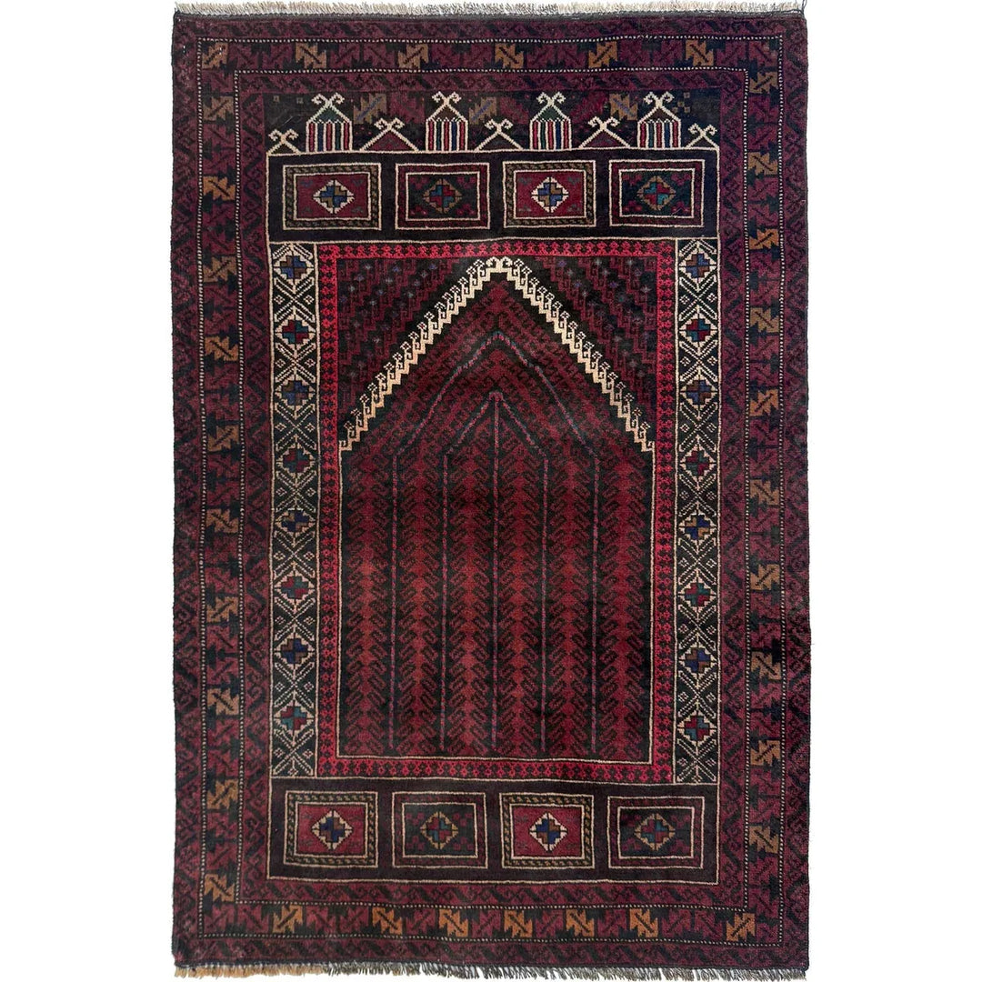 Afghan Islamic Prayer Rug 2' 11" x 4' 6" Hand-Knotted | No. AL44826