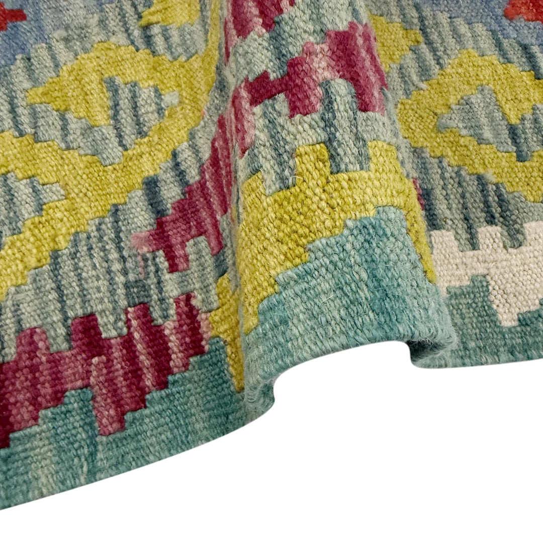 Afghan Vegetable Kilim Rug 2' 9" x 3' 11" Flat-Weave | No. AL448286