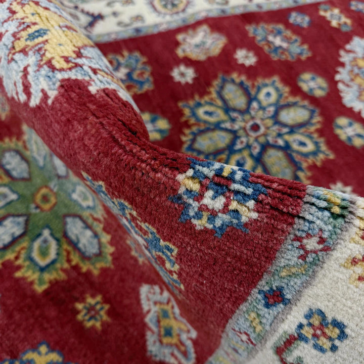 Red Afghan Kazak Rug 2' 8" x 9' 9" Hand-Knotted | No. AL44859