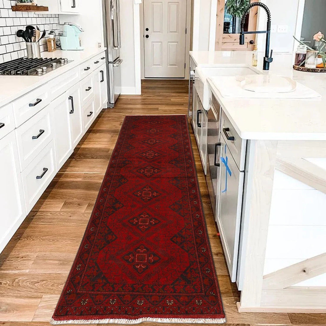 Red Afghan Khal Mohammadi Rug 2' 6" x 9' 8" Hand-Knotted | No. AL44917