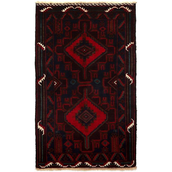 Afghan Baluchi Rug 2'11" x 4'9" Hand-Knotted | No. AL44927