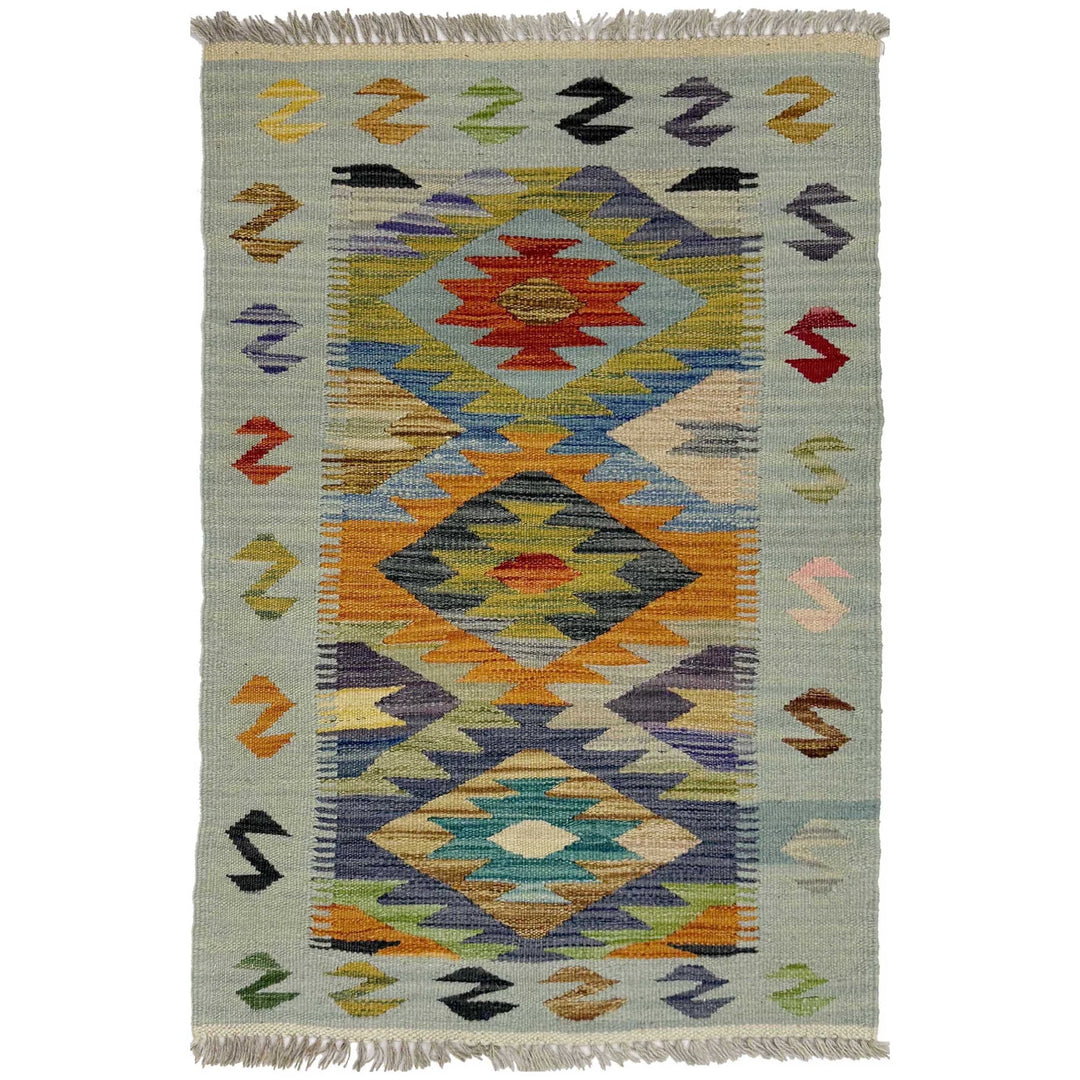 Afghan Vegetable Kilim Rug 2' 0" x 3' 2" Flat-Weave | No. AL450106