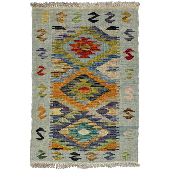 Afghan Vegetable Kilim Rug 2' 0" x 3' 2" Flat-Weave | No. AL450106