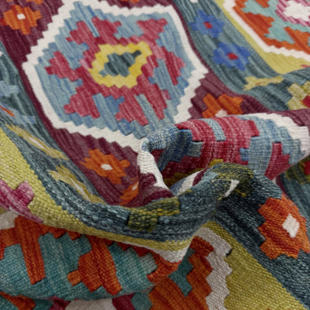 Afghan Vegetable Kilim Rug 5'2" x 6'7" Flat-Weave | No. AL450393