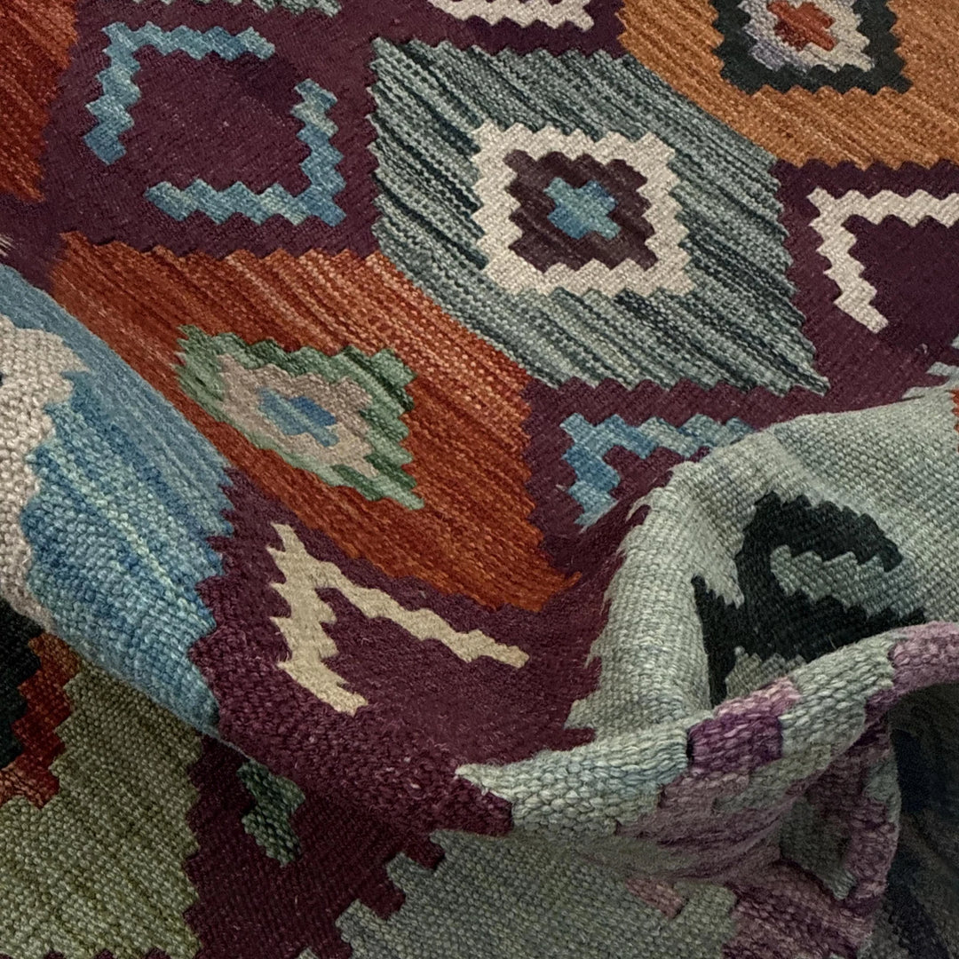 Afghan Vegetable Kilim Rug 3' 9" x 5' 7" Flat-Weave | No. AL450831