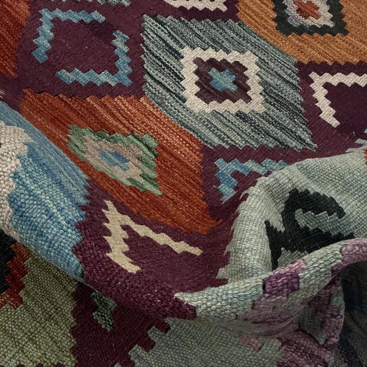 Afghan Vegetable Kilim Rug 3' 9" x 5' 7" Flat-Weave | No. AL450831