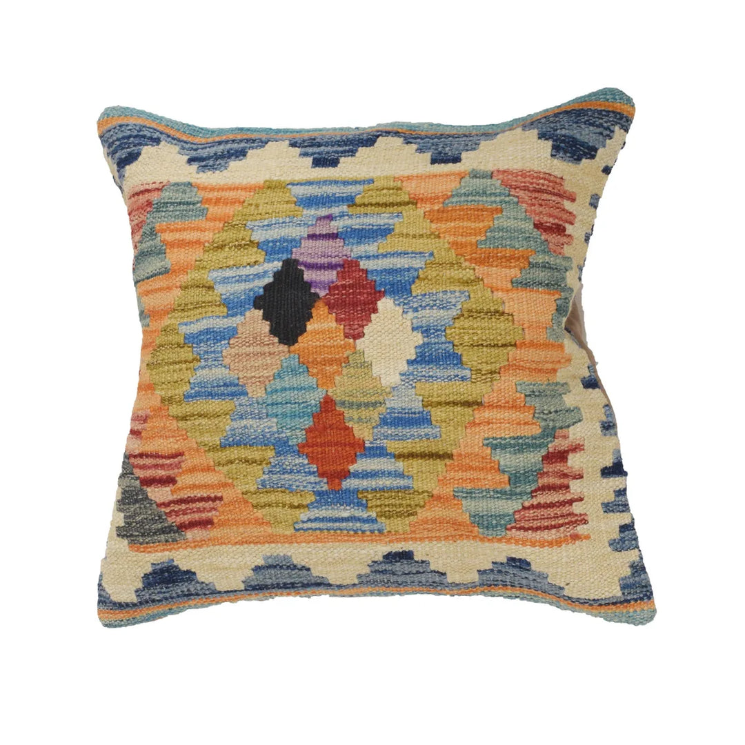 Afghan Turkish Design Cushion 1' 5" x 1' 5" Flat-Weave | No. AL45088