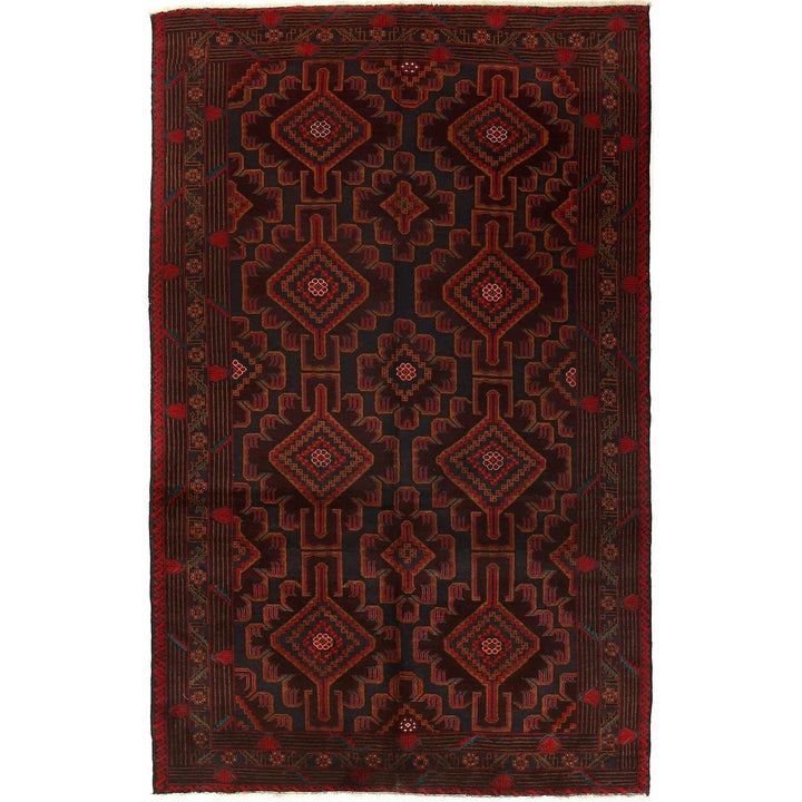 Afghan Baluchi Rug 5' 11" x 9' 7" Hand-Knotted | No. AL45111
