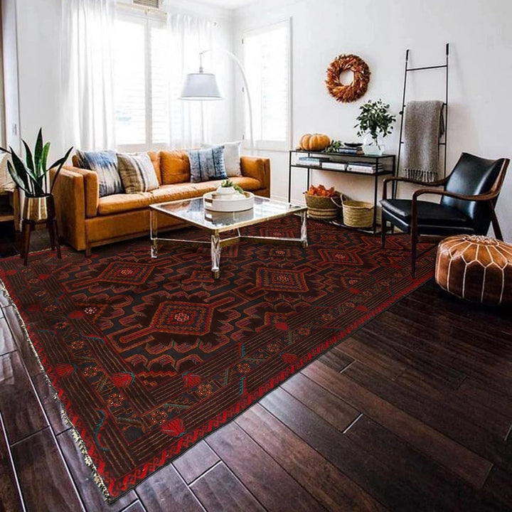 Afghan Baluchi Rug 5' 11" x 9' 7" Hand-Knotted | No. AL45111