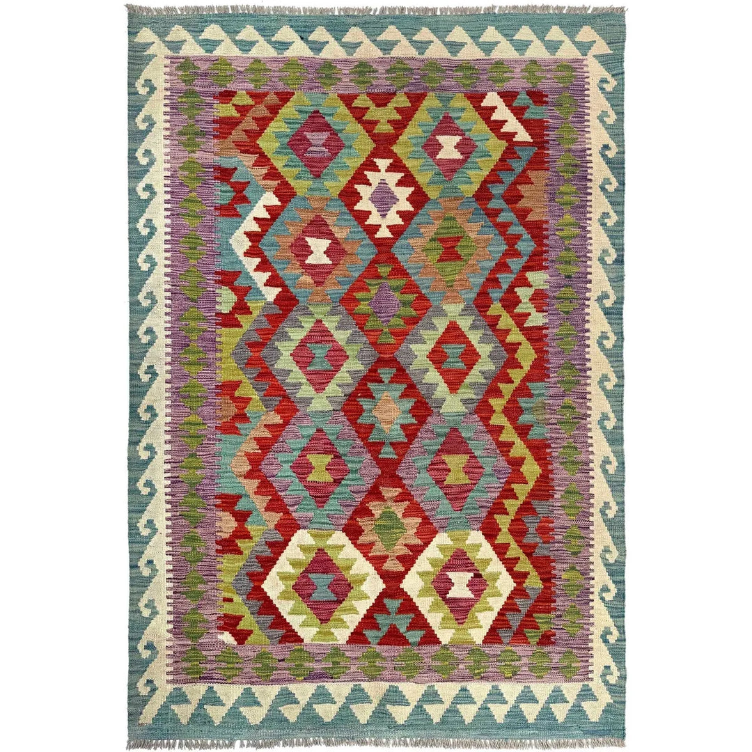 Afghan Kilim Rug 3' 10" x 5' 9" Flat-Weave | No. AL45176