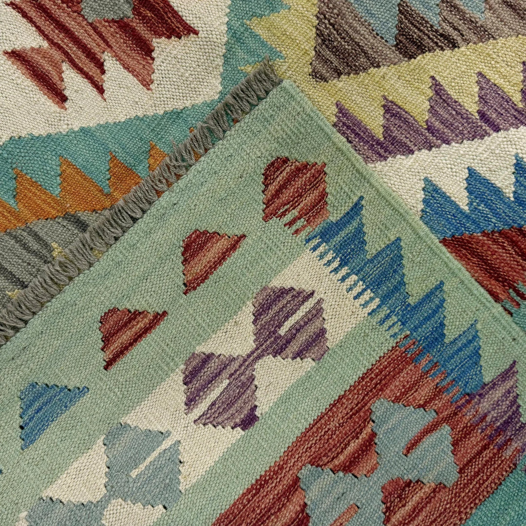 Afghan Vegetable Kilim Rug 6' 5" x 9' 11" Flat-Weave | No. AL452690
