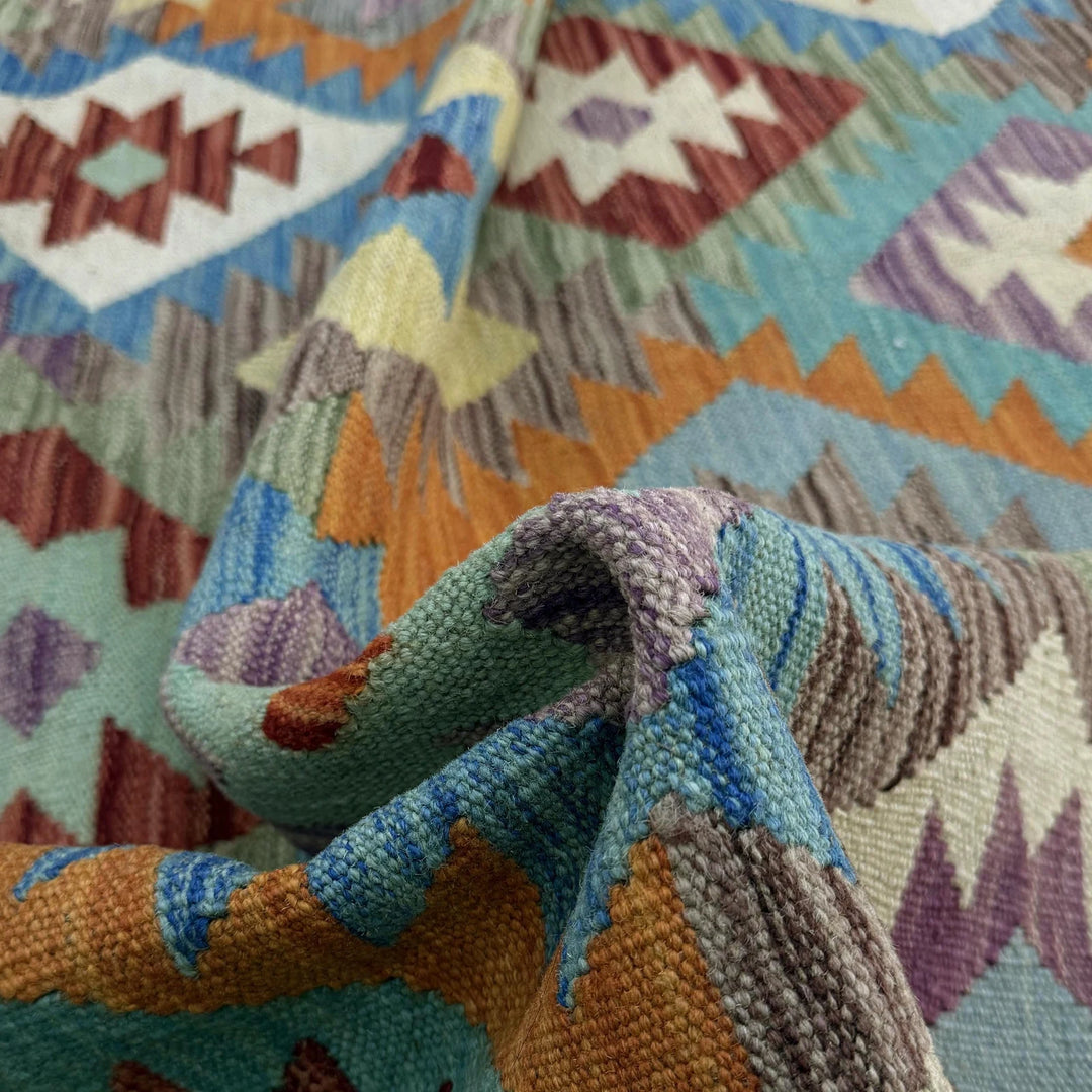 Afghan Vegetable Kilim Rug 6' 5" x 9' 11" Flat-Weave | No. AL452690