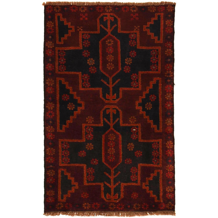 Red Afghan Baluchi Rug 2' 9" x 4' 5" Hand-Knotted | No. AL45273
