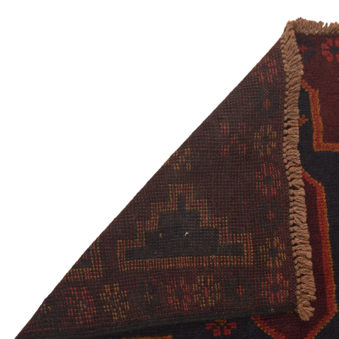 Red Afghan Baluchi Rug 2' 9" x 4' 5" Hand-Knotted | No. AL45273