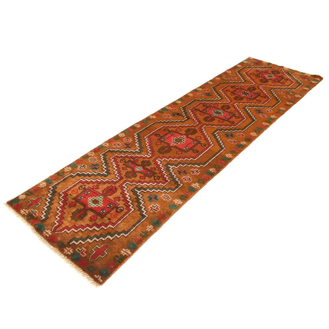 Orange Afghan Baluchi Rug 2' 7" x 9' 6" Hand-Knotted | No. AL45367