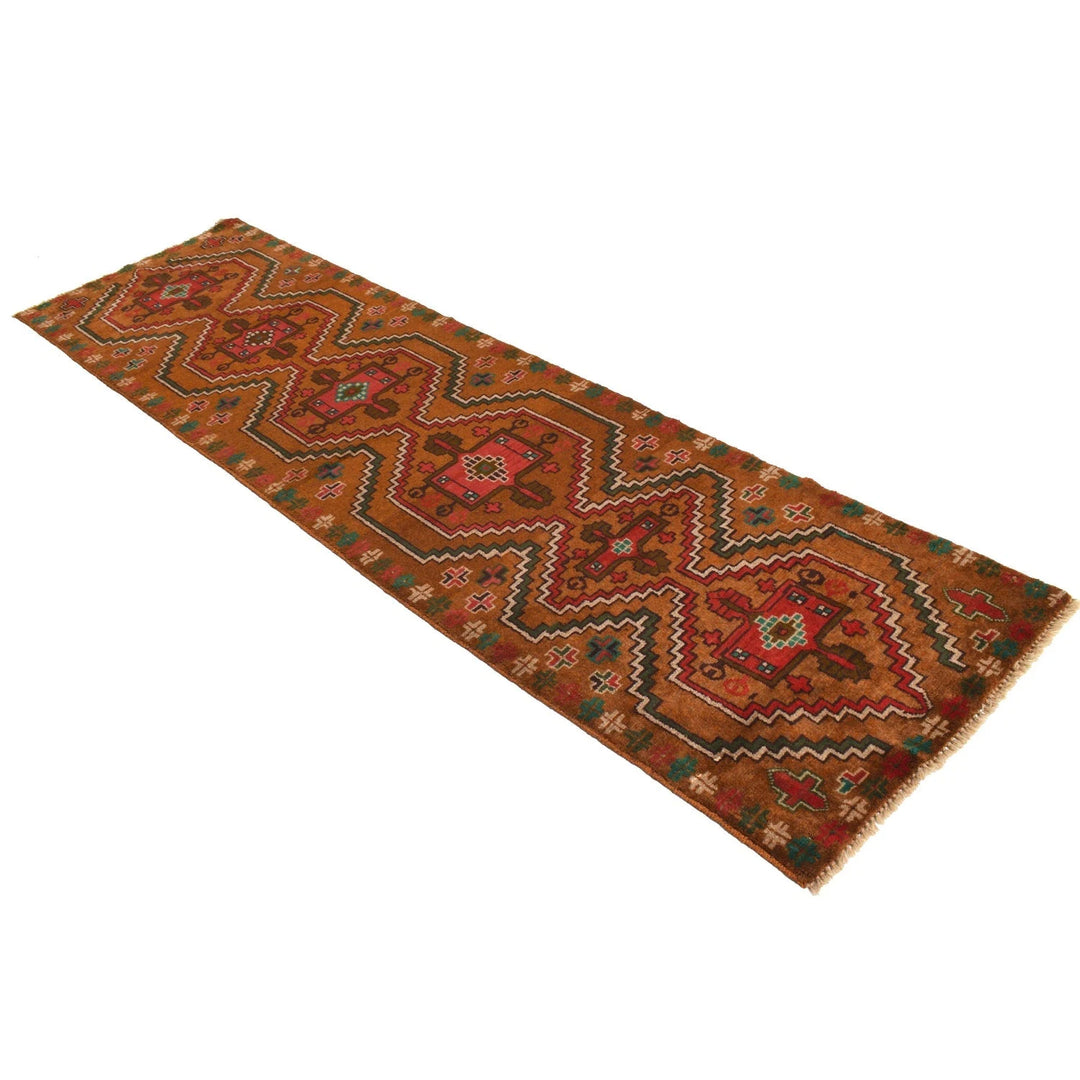 Orange Afghan Baluchi Rug 2' 7" x 9' 6" Hand-Knotted | No. AL45367