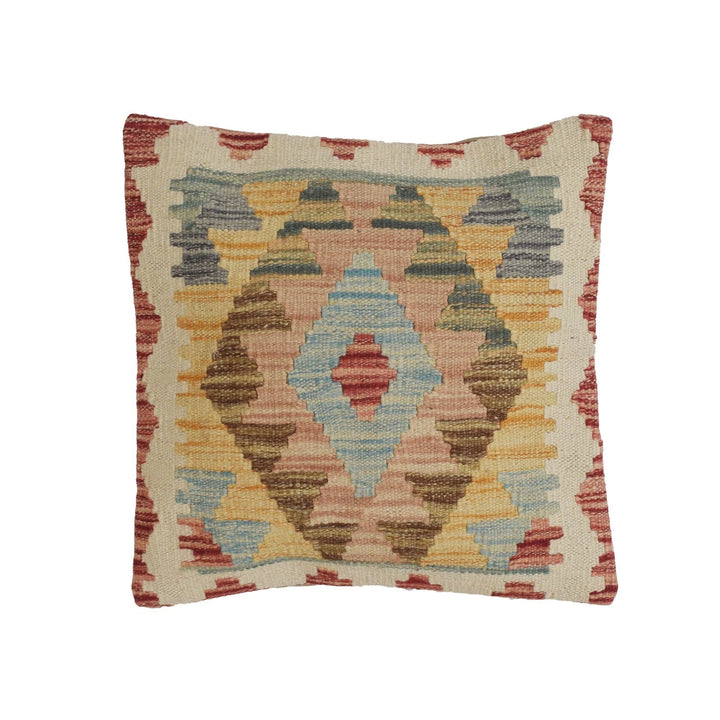 Afghan Kilim Cushion 1' 5" x 1' 5" Flat-Weave | No. AL45396