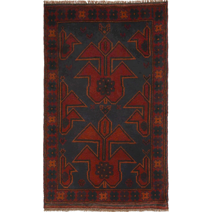 Afghan Baluchi Rug 2' 12" x 4' 9" Hand-Knotted | No. AL45493