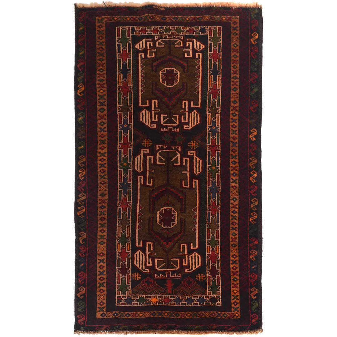 Afghan Baluchi Rug 2' 8" x 4' 10" Hand-Knotted | No. AL45550