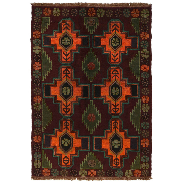 Afghan Baluchi Rug 4' 0" x 5' 12" Hand-Knotted | No. AL45628