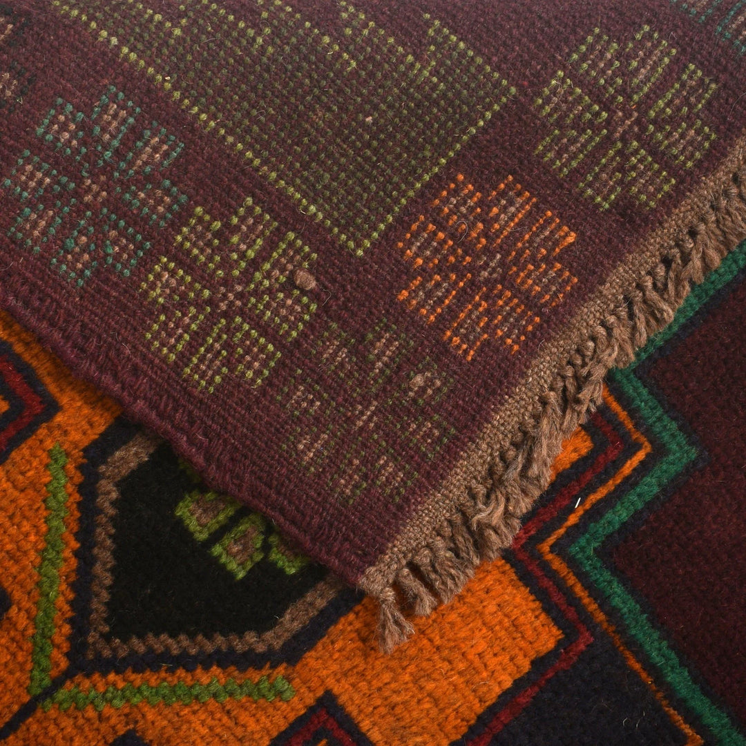 Afghan Baluchi Rug 4' 0" x 5' 12" Hand-Knotted | No. AL45628