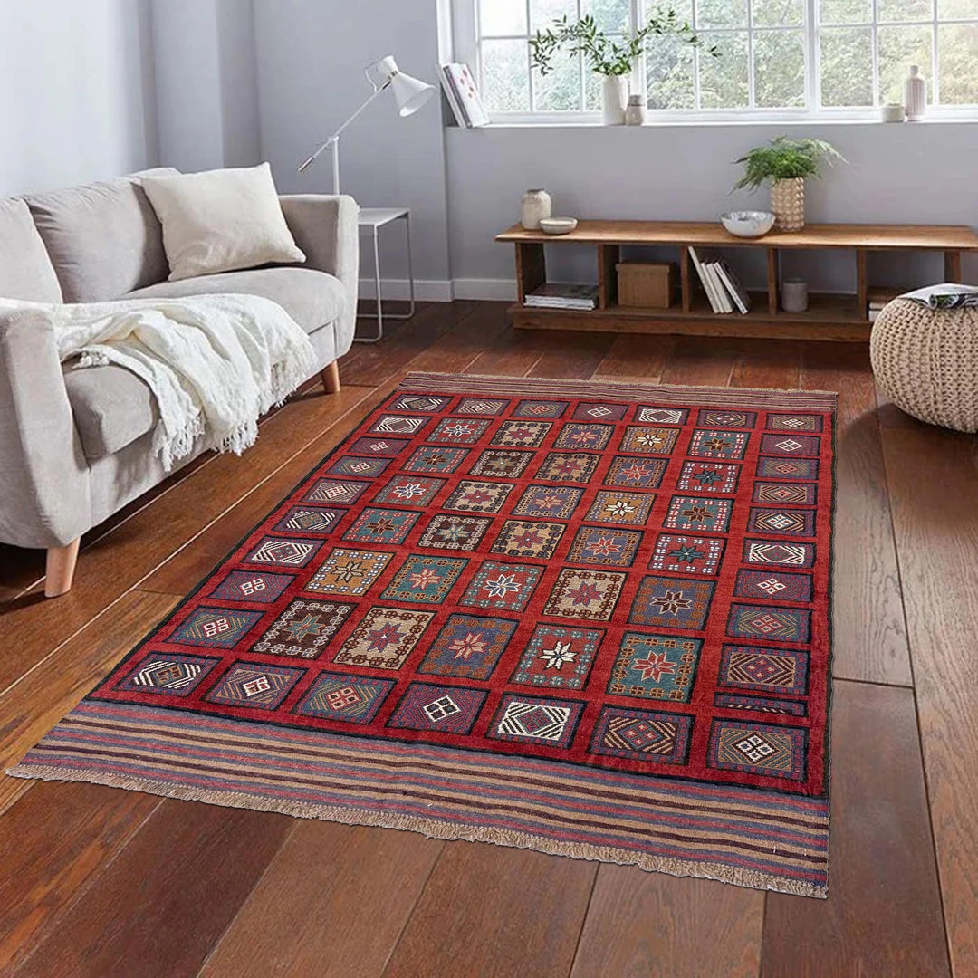 Afghan Barjasta Kilim Rug 4' 0" x 6' 0" Flat-Weave | No. AL45640