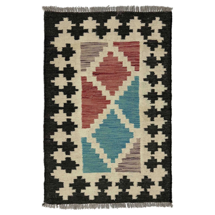 Afghan Vegetable Kilim Rug 2' 0" x 3' 0" Flat-Weave | No. AL457967